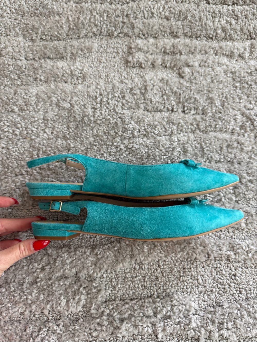 EUC Boden Size 39 Turquoise Suede Slingback Flats - Picture 3 of 8